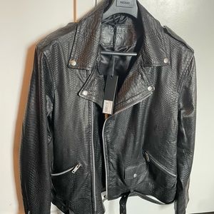 Men’s Faux snake skin leather biker jacket